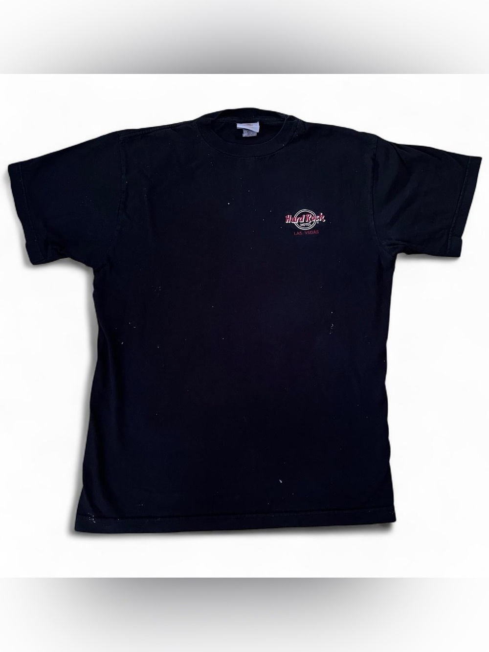 VINTAGE • 1995 Hard Rock Hotel Las Vegas Black Paint Splatter Cotton T-Shirt 90s